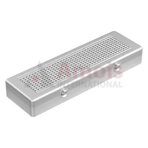 Implant-Sterilization Container Silver, outside 500x170x75mm Lid perforated - Bottom perforated
