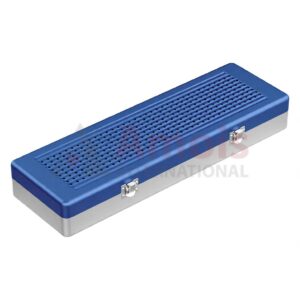 Implant-Sterilization Container Blue, outside 500x170x75mm Lid perforated - Bottom perforated