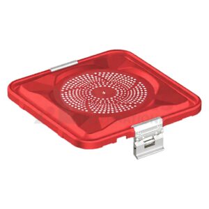 Lid For Sterilization Container, Red Lid Perforated, 295x280 Mm