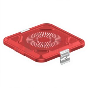 Lid for Sterilization Container, red Lid perforated, 295x280 mm