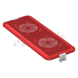Lid for Sterilization Container, Red Perforated, 730x285 mm
