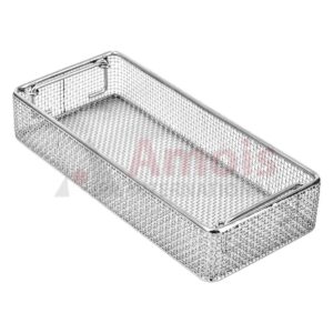 Wire Basket 268x117x43mm, with drop handle, plain wire mesh