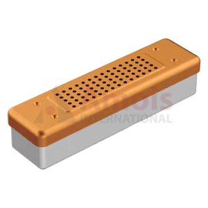 Scope-Sterilization Container Gold, outside 260x70x60mm Lid perforated - Bottom perforated