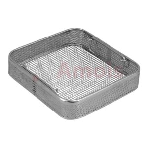 Wire Basket, Perforated Side Walls, with Drop Handle, Welded Square Mesh, without Bottom Frame, Stainless Steel