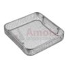 Wire Basket 255x245x30mm, with Drop Handle, Plain Wire Mesh, Stackable Stainless Steel