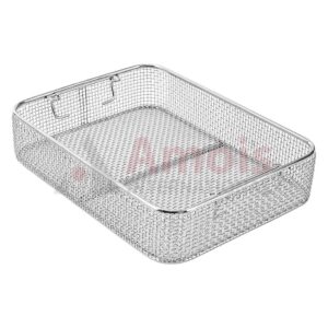 Wire Basket, with drop handle, plain wire mesh, stackable