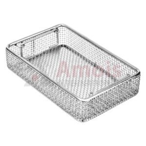 Wire Basket 175x144x30mm, with Drop Handle, Plain Wire Mesh