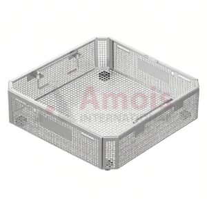 Wire Basket, with Drop Handle, Perforated Sheet Stackable